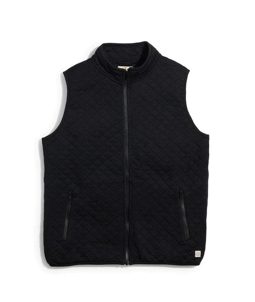 Long Zip-Front Quilted Vest- Marine
