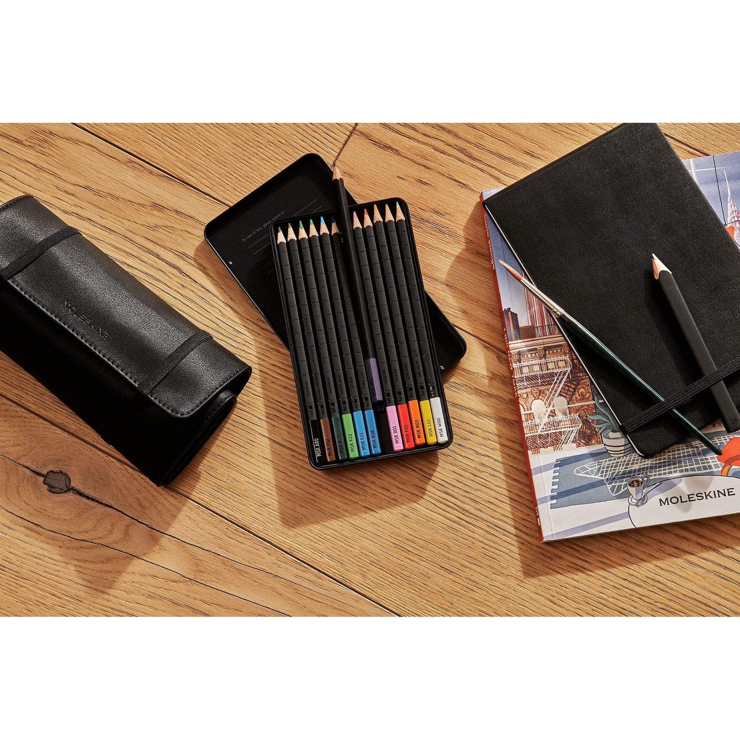 Moleskine Accessories One Size / Black Moleskine - Coloring Kit w/ Sketchbook and Watercolor Pencils