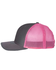 Richardson Headwear One Size / Charcoal / Neon Pink Richardson - Snapback Trucker Cap