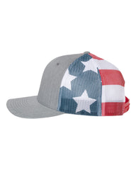 Richardson Headwear One Size / Heather Grey/Stars & Stripes Richardson - Printed Mesh-Back Trucker Cap