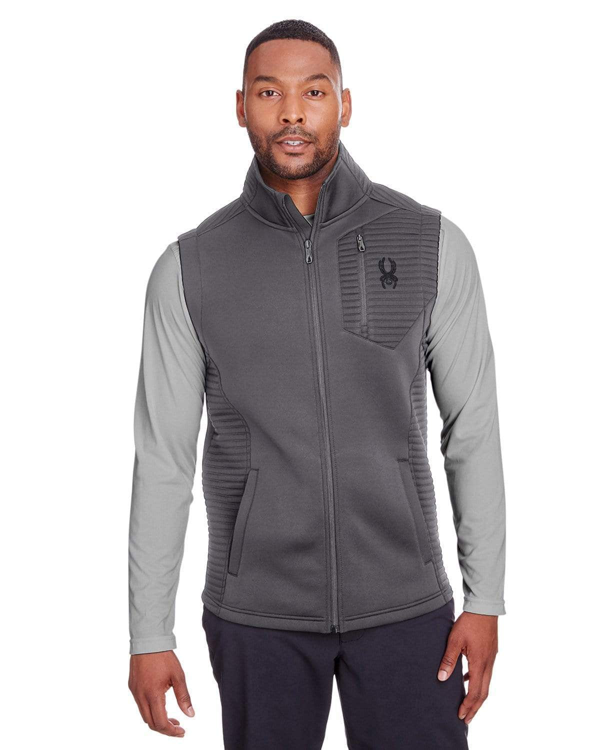 Spyder Vest Men Heather Grey & Black high quality Full Zip Fleece Warm Size XL