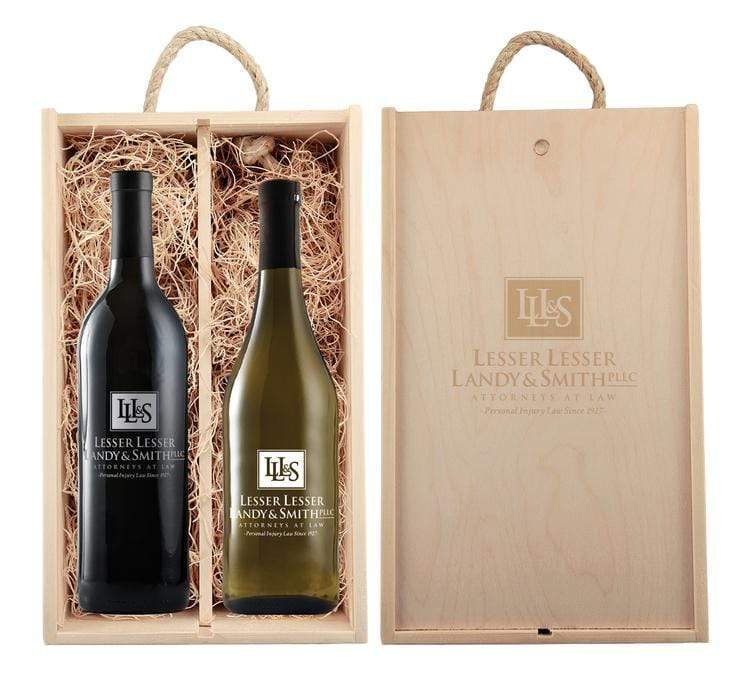 Custom Engraved Wine & Wood Box Gift Set