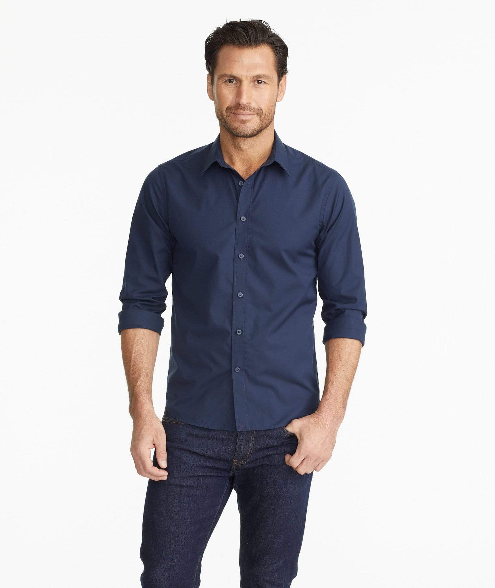 Ex Officio Mens XL Top Shirt Blue Collar Snap L/S Woven Cotton Pockets 17488
